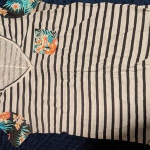 PINK short sleeve striped Hawaiian shirt